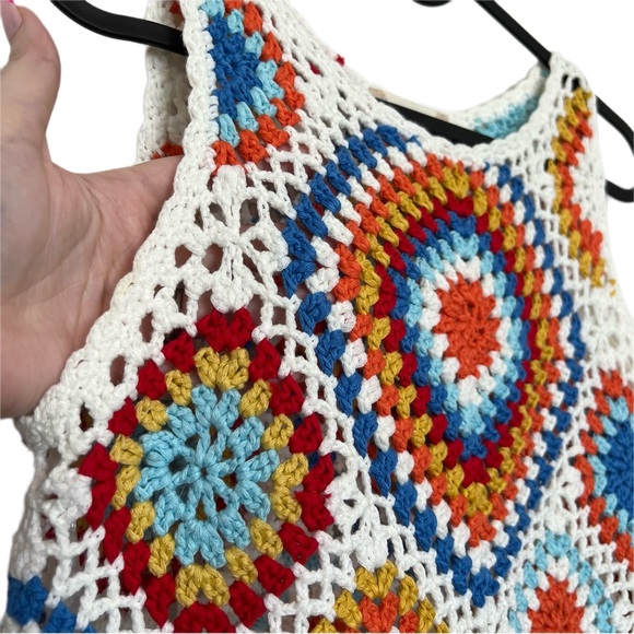 SOLD Altar’d State Crochet Knit Colorful Vibrant Boho Sleeveless Crop Top Small - Picture 5 of 7